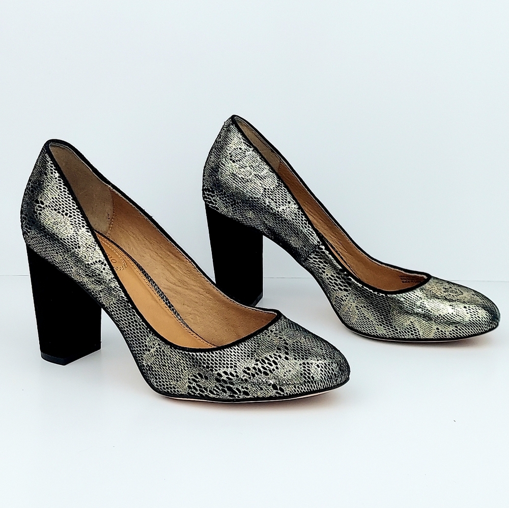 Anthropologie Corso Como Anya Pumps Metallic Lace 7.5 - Picture 14 of 14